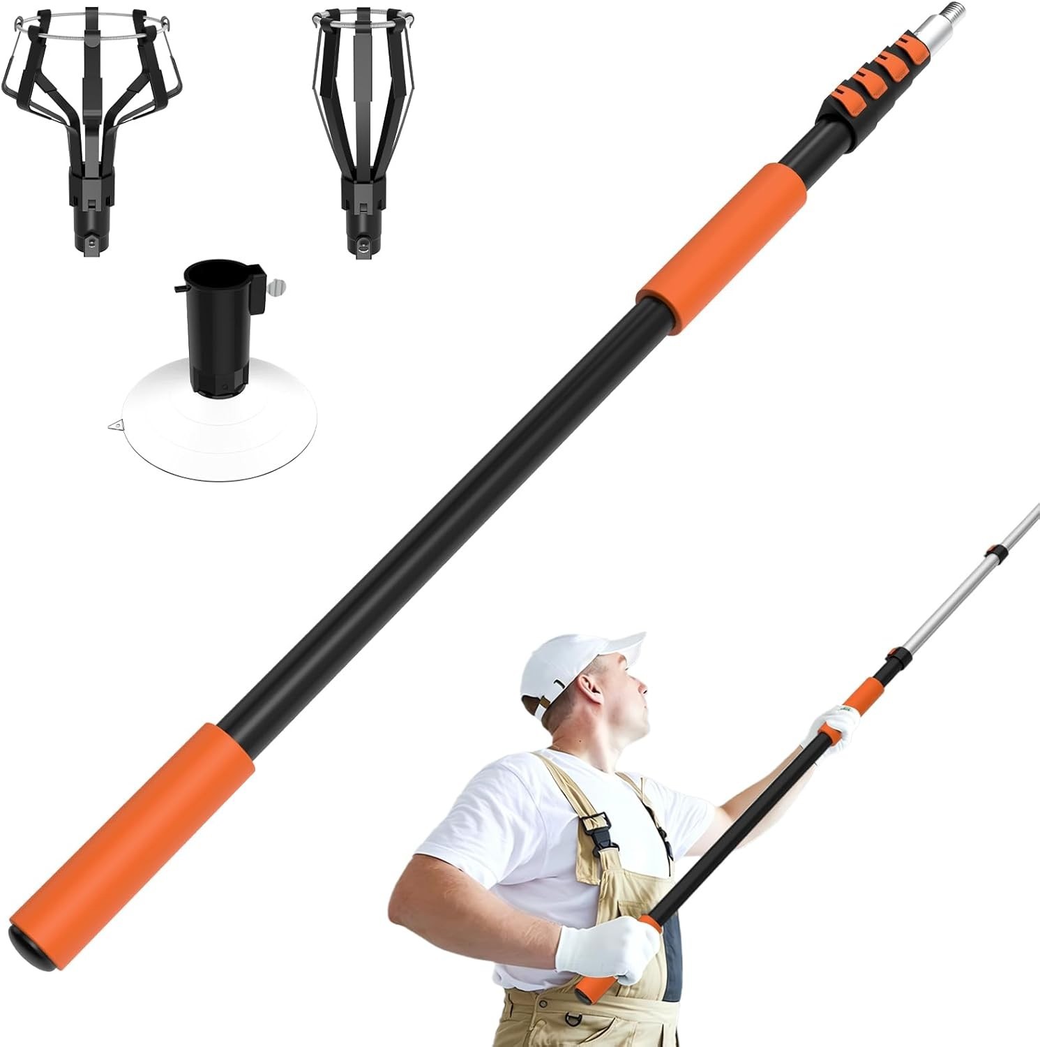 20' Light Bulb Changer for High Ceilings 26FT Reach w/ Basket and Suction Cup