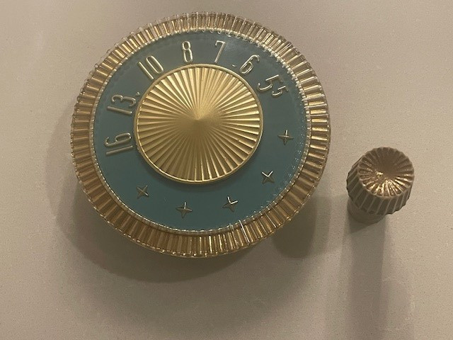 Turquoise/Gold AM Dial/Knob and On/Off Switch - Tube Table Radio - MCM