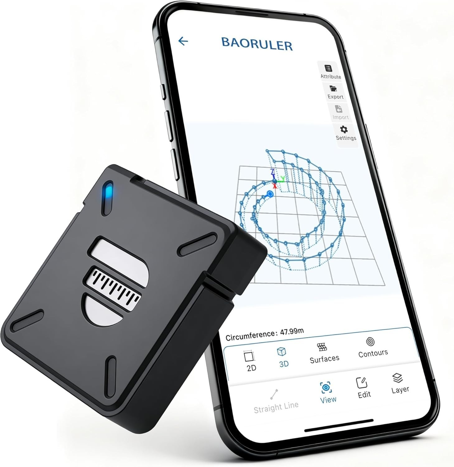 Baoruler 3D Motion Measuring Tool Walk-to-Map Digital CAD Export DXF DWG App BT