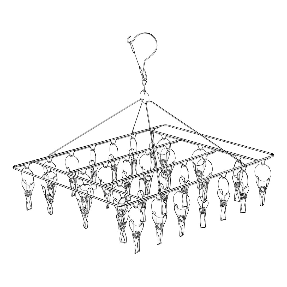 Sock Folding Stainless Steel Sock Drying Rack with 46 Clips,Metal Sock Hanger...