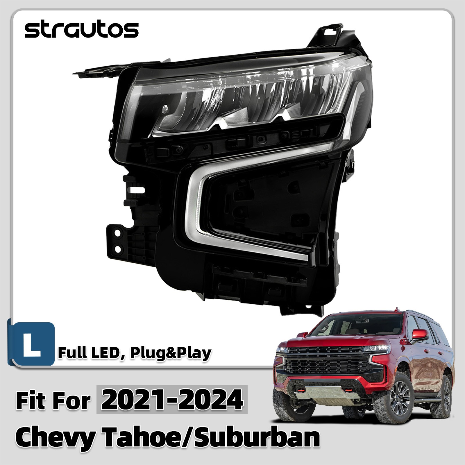 Full LED Headlight For 2021-2024 Chevy Suburban/Chevy Tahoe Driver Left Side