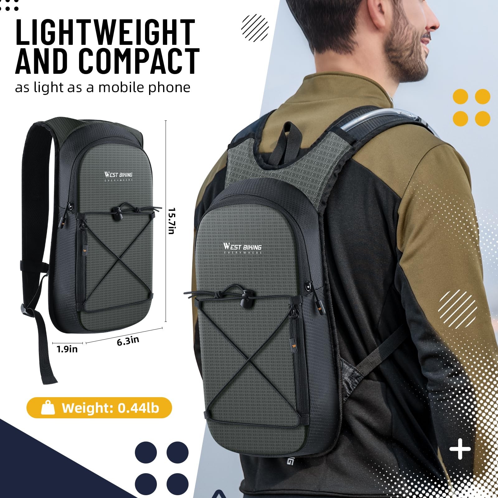 Lightweight Hydration Backpack with 2L Bladder for Hiking, Cycling, Camping