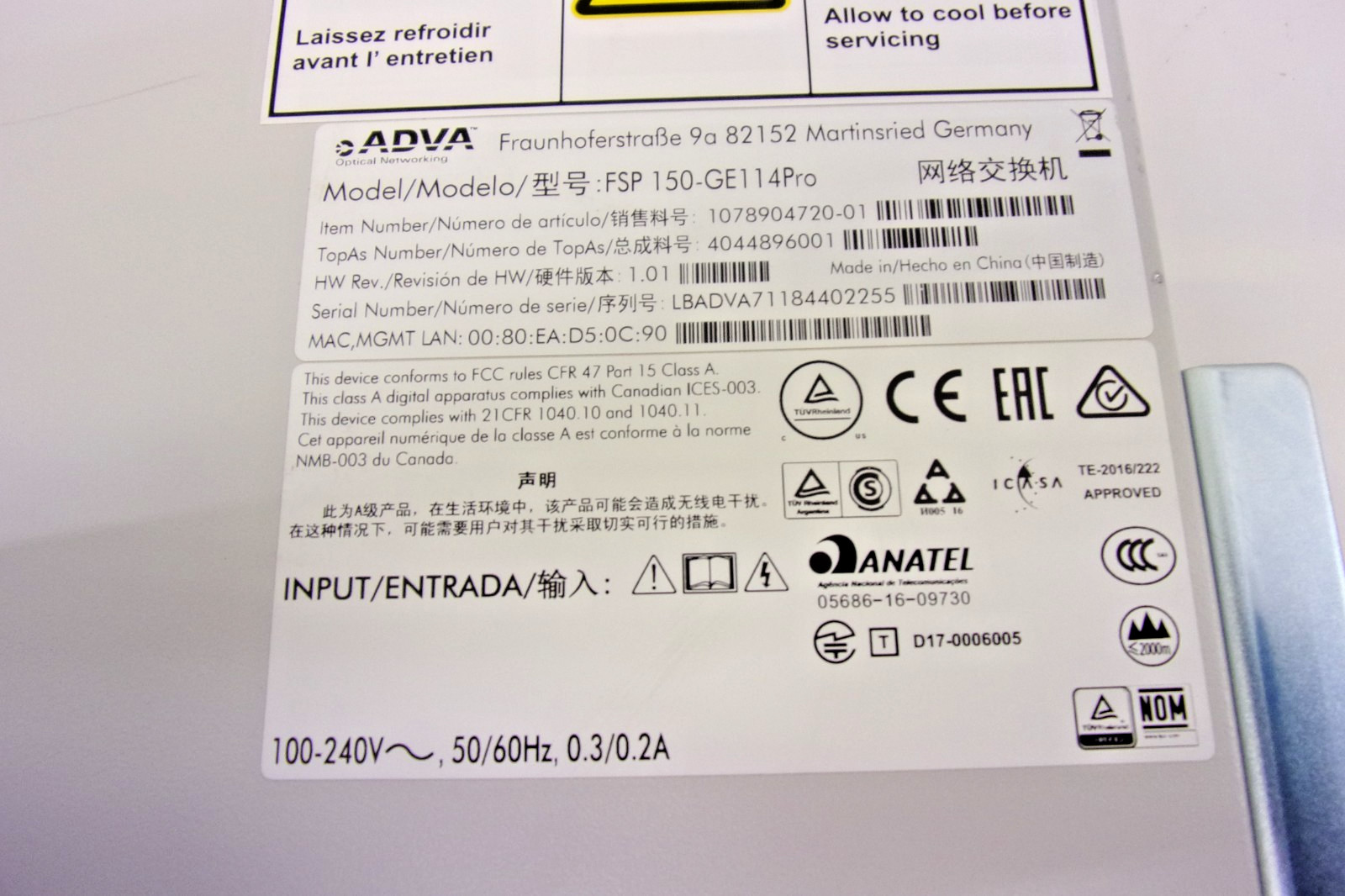 ADVA Etherjack FSP 150-GE114 Pro Network Demarcation Device