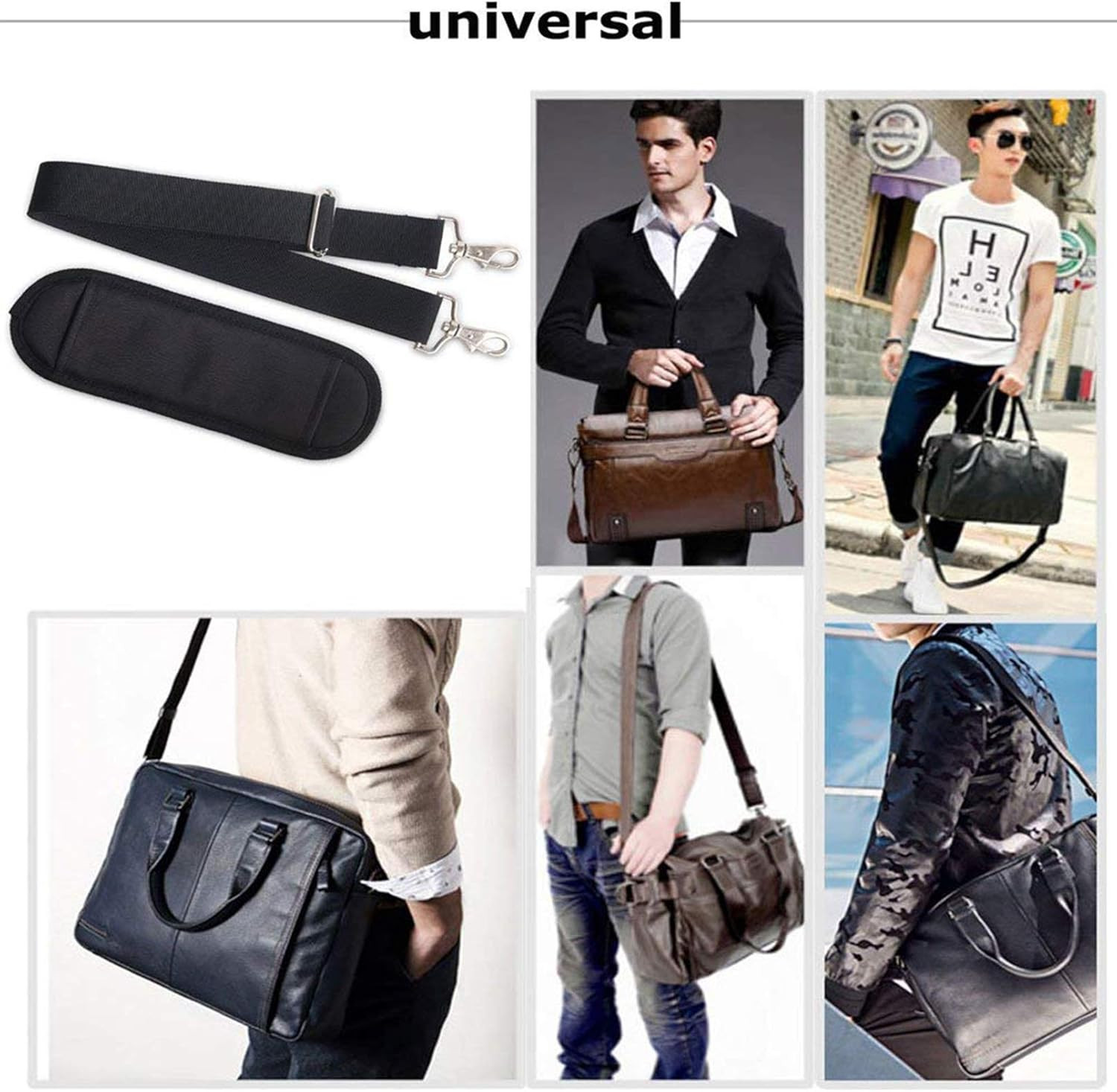 61" Replacement Shoulder Strap, Padded Long Duffel Bag Strap Universal Adjust...