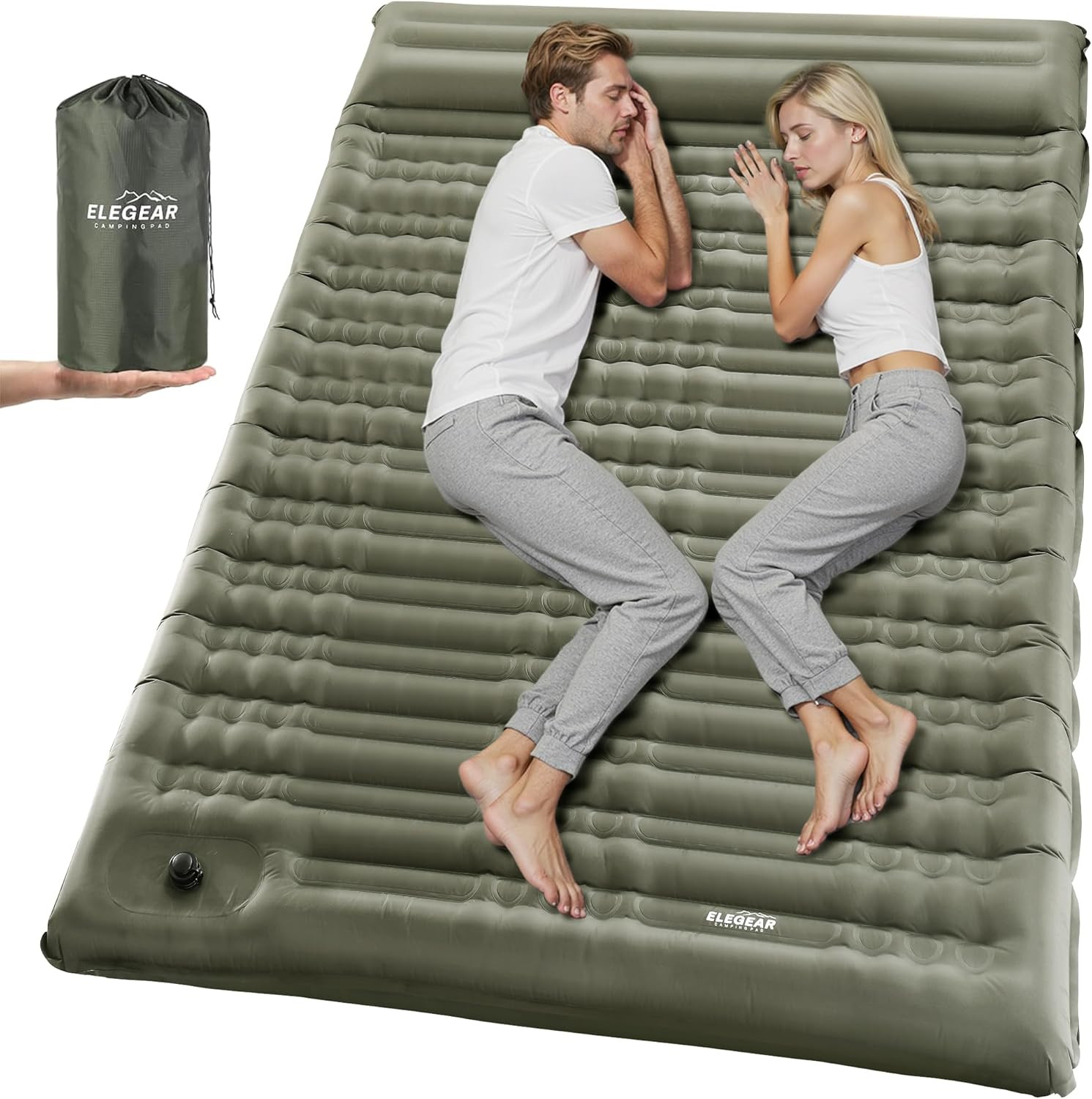 Double Camping Sleeping Pad 4.7" Thick Self Inflating Built-in Pump US