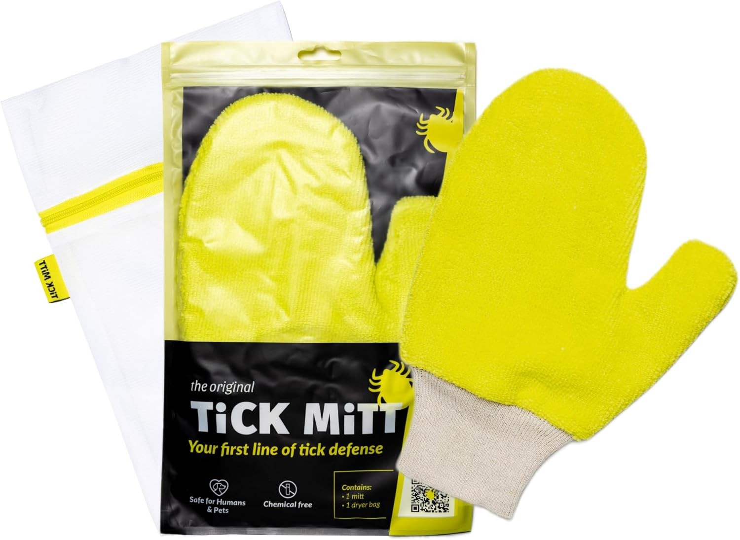 Yellow Tick Removal Glove for Humans & Pets - Safely Remove Ticks Effortlessly,