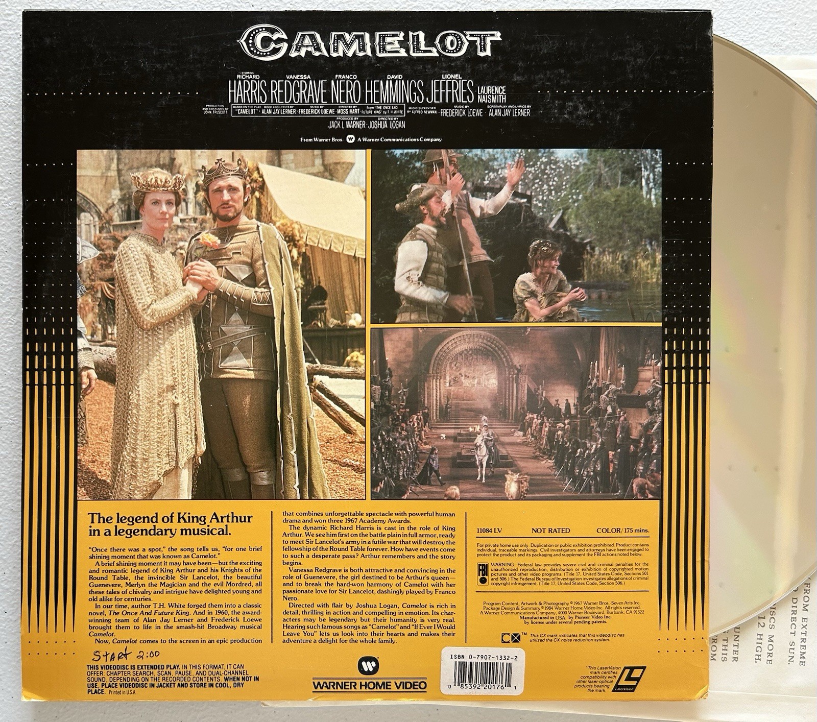 CAMELOT - Laserdisc Stereo - Extended Play - 1967 - Two Discs