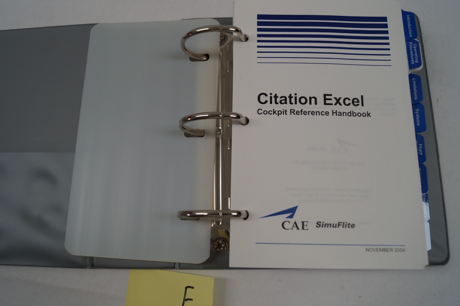 Citation Excel Cockpit Reference Handbook Nov 2004 CAE SimuFlite Binder F112A