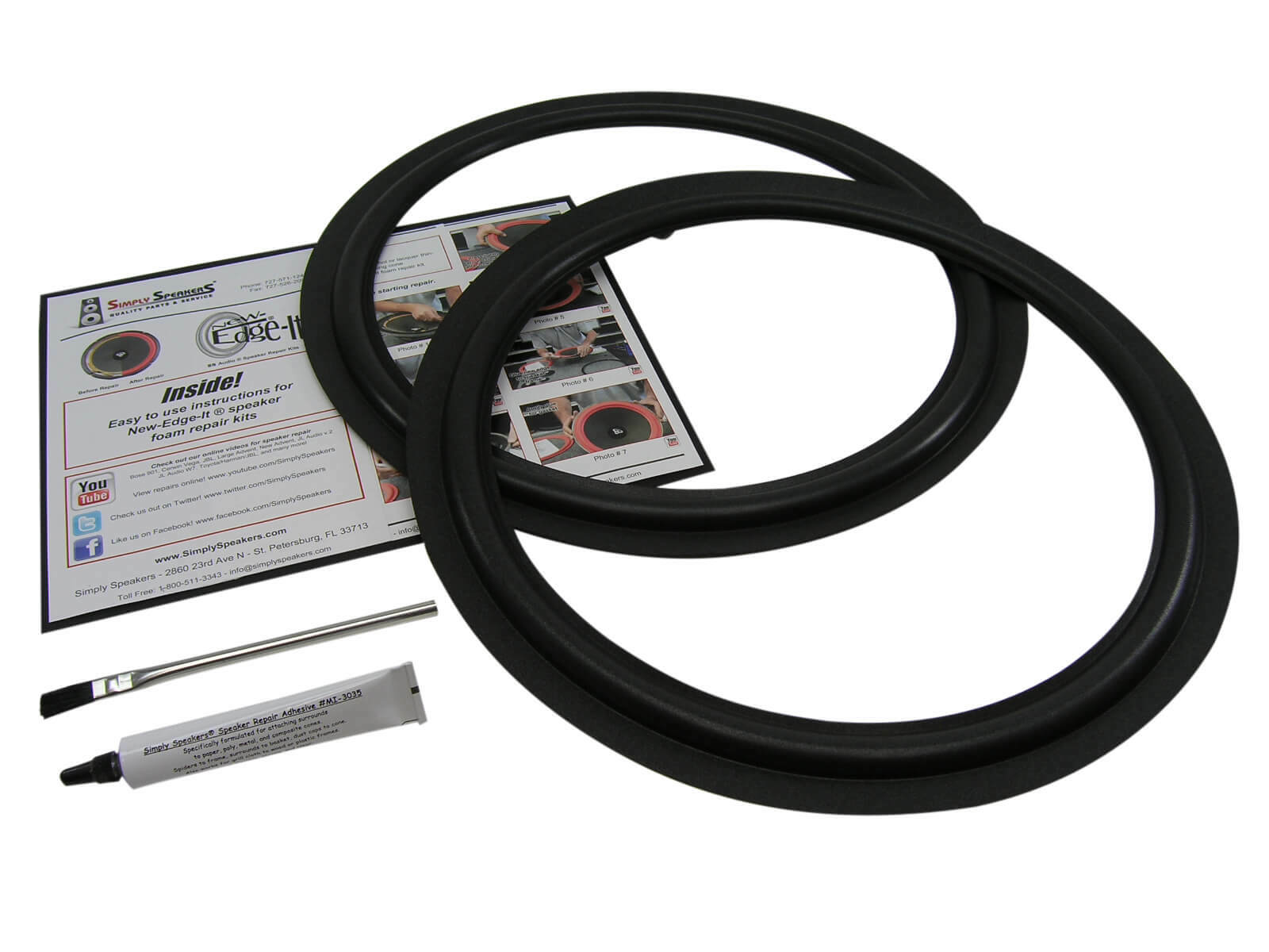 15" Flat Attach Standard Speaker Repair Parts Woofer Foam Edge Kit # FSK-15F