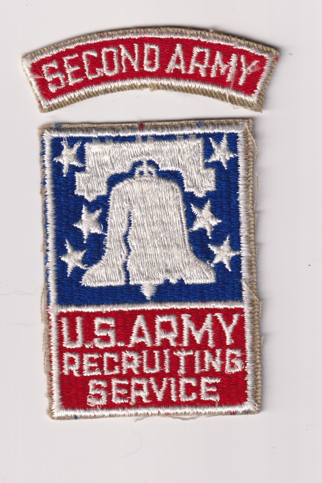 US Army Recruiting Service patch post WWII rectangle type with Second Army tab
