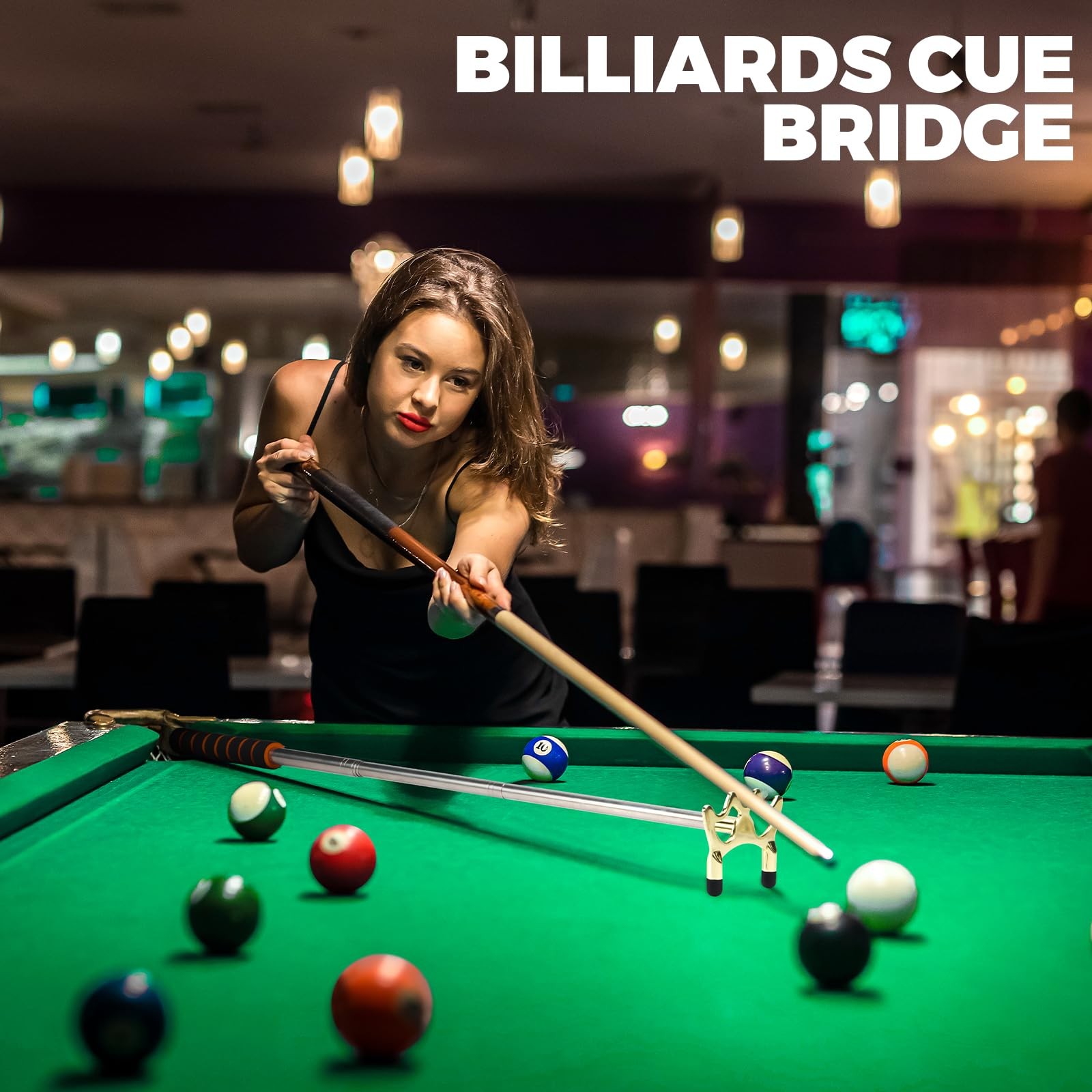 Retractable Pool Cue Bridge Stick w/ Brass Head