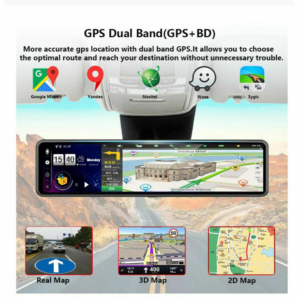 12" IPS 4G car dvrs Android mirror rear view camera ADAS Bluetooth WIFI GPS DVR