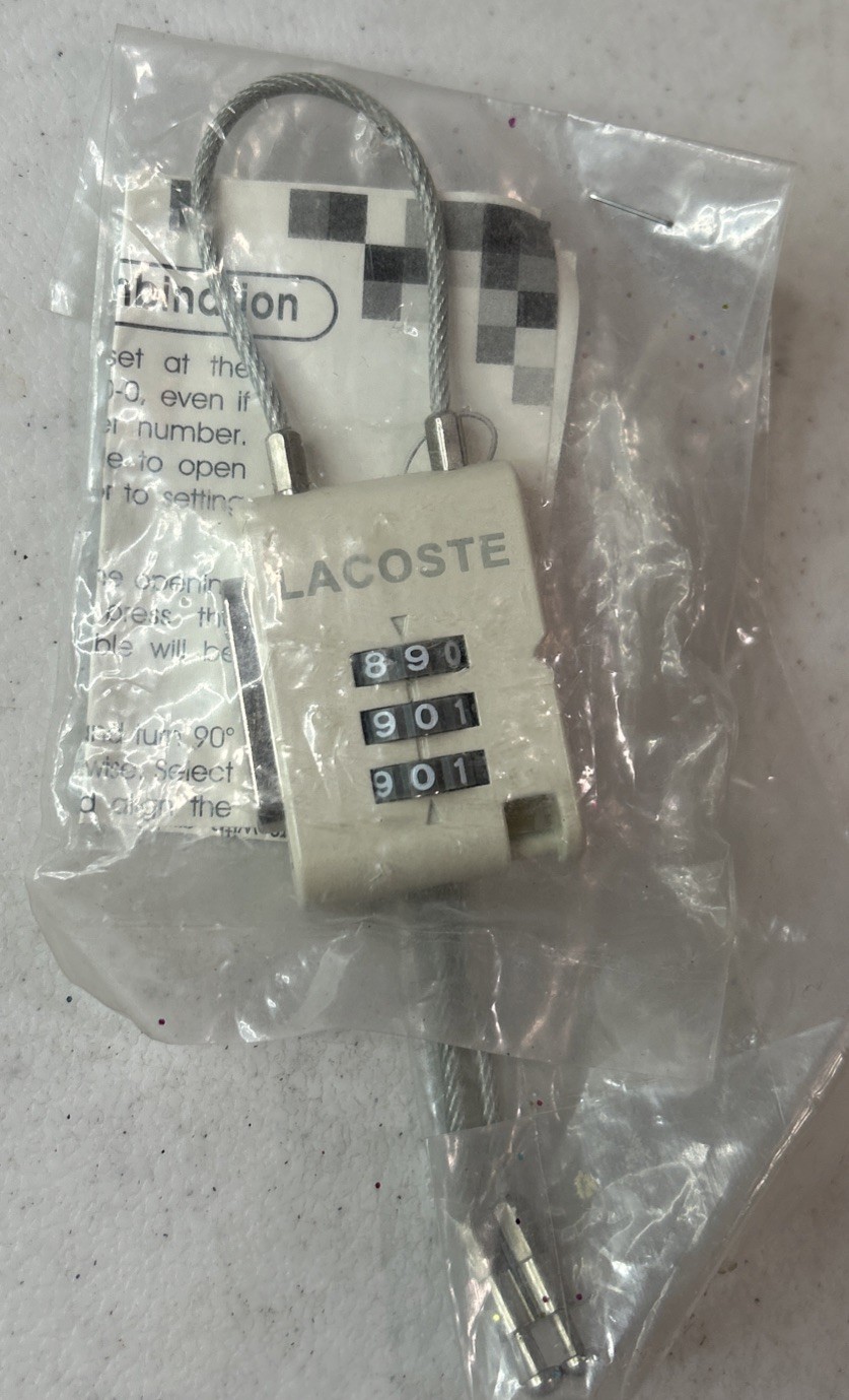Vintage LACOSTE Luggage Combination Lock RARE! 3 Number Dials New! NIP