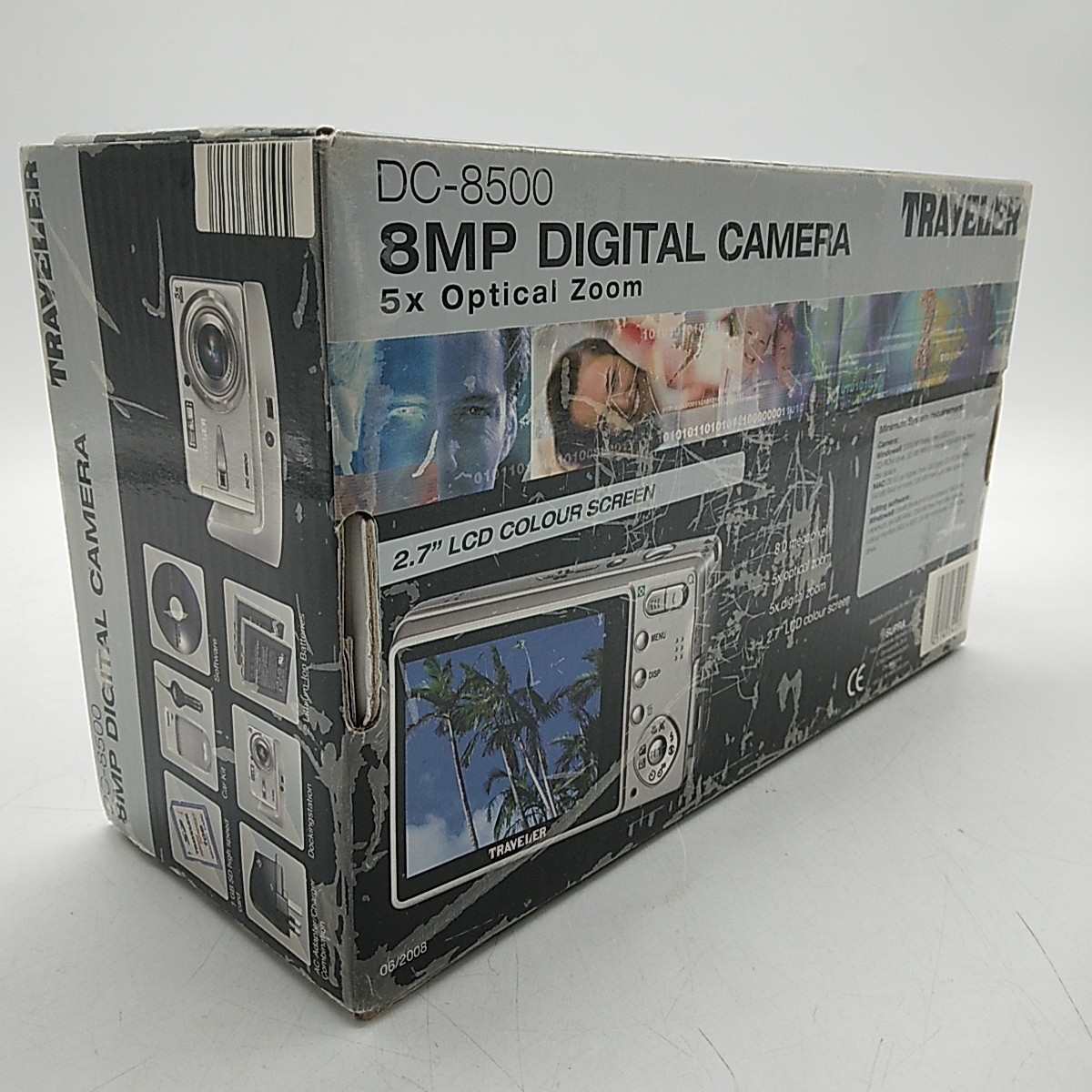 Traveler DC-8500 8MP Silver Compact Digital Camera w/Case, Boxed, Tested/Working