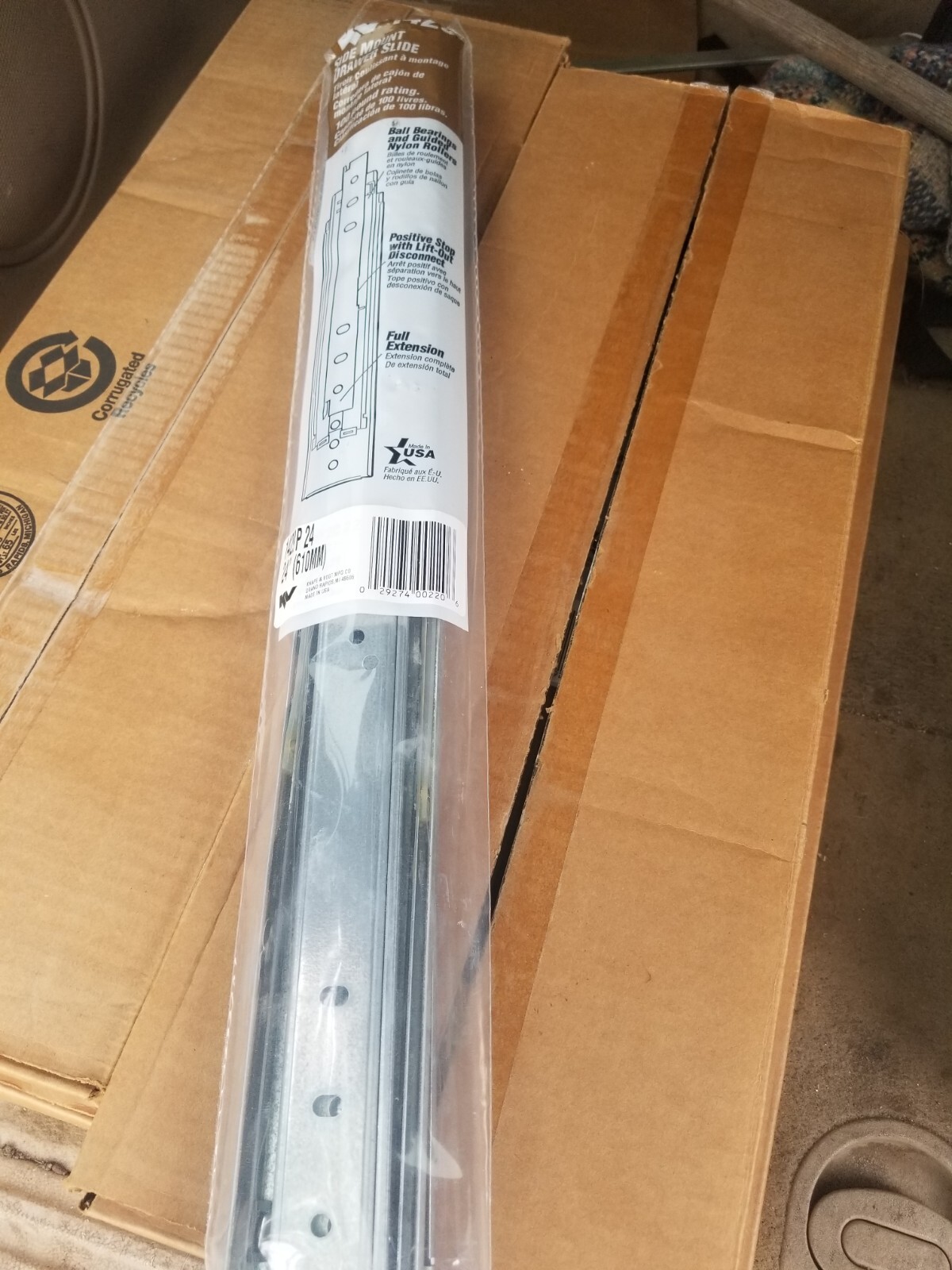 (4) KNAPE & VOGT #1429P-24" DRAWER SLIDES, FULL-EXTENSION, 100 LB CAPACITY. T1
