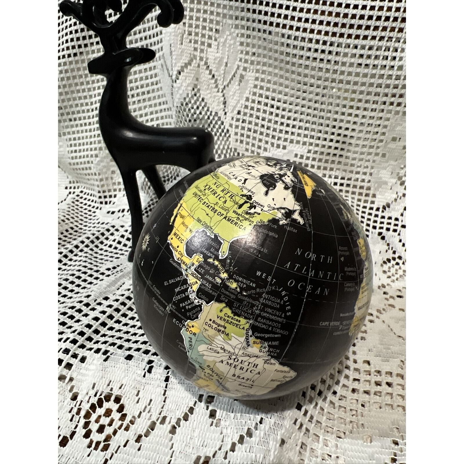 Small World Map 5“ Diameter, Table Top, Coffee Table Conversational Piece.