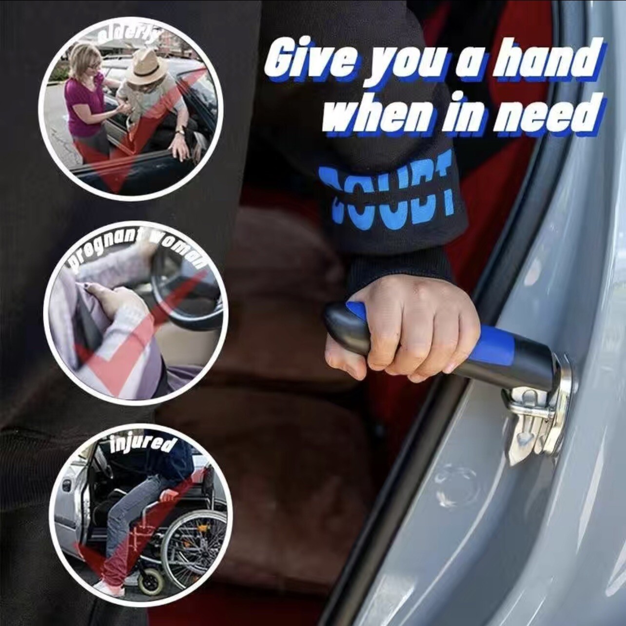 Car Door Handle for Elderly Car Handle Assist Support Multifunction Blue