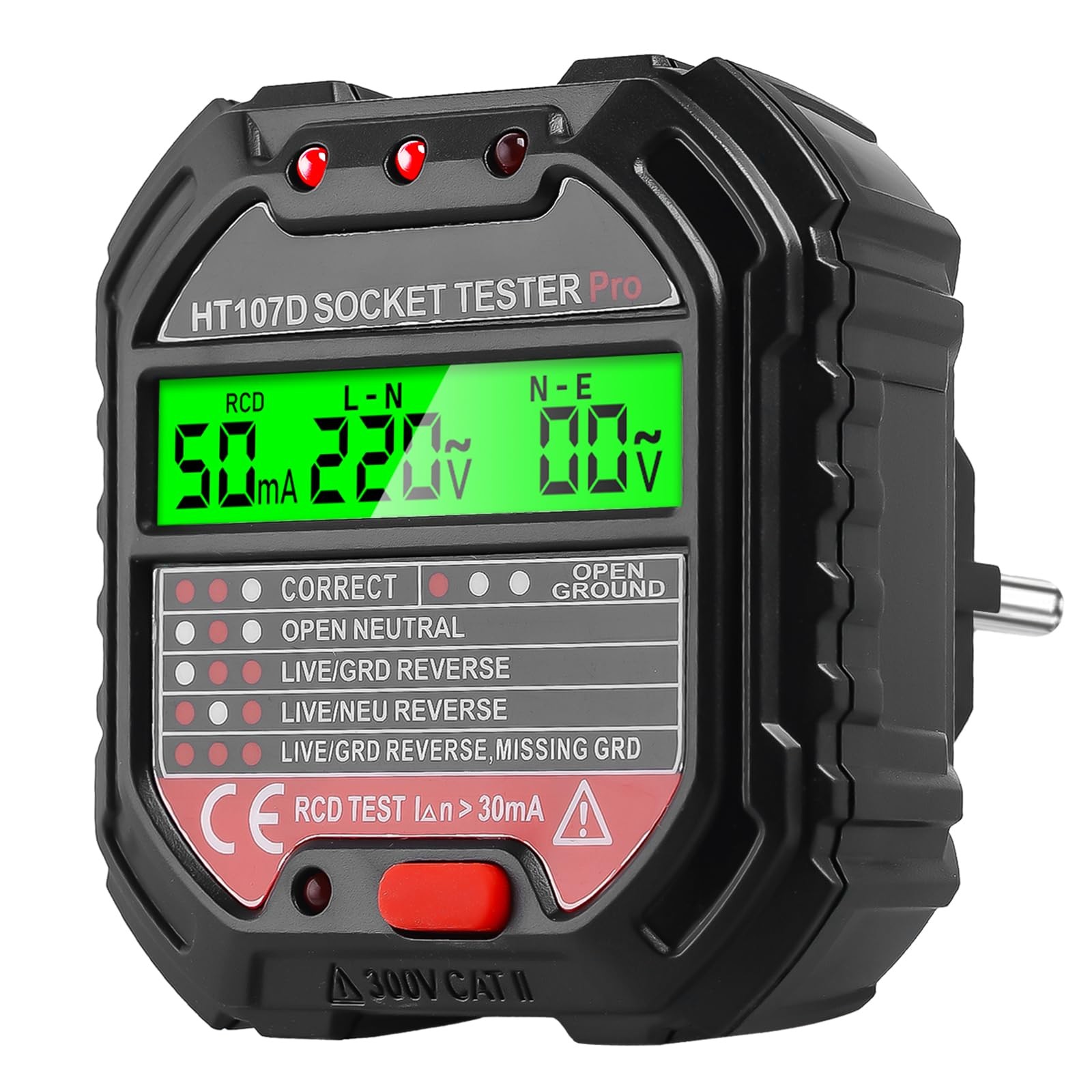 Socket Tester, 6 Modes Digital Socket Tester with LCD Voltage Display and RC...