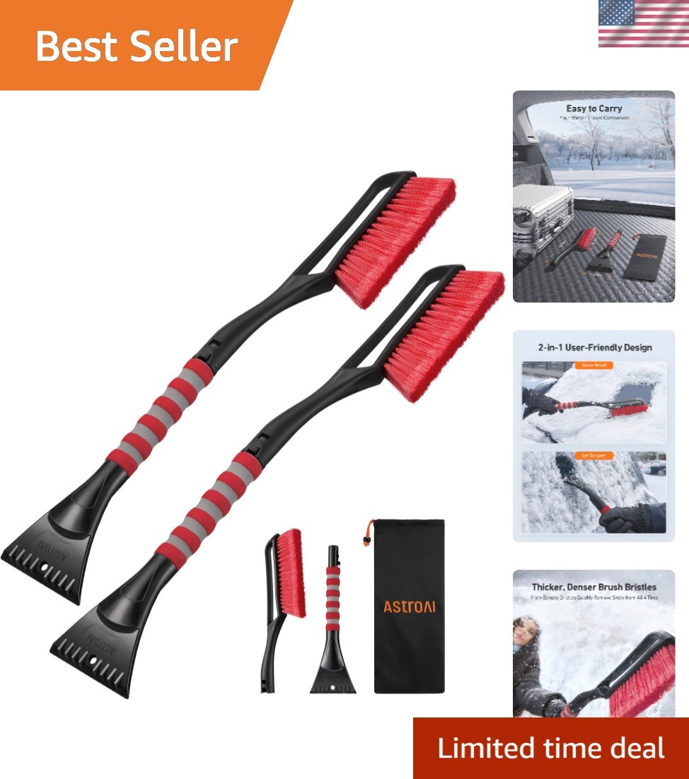 Winter Essentials: 27" Detachable Snow Brushes & Ice Scrapers for Vehicles