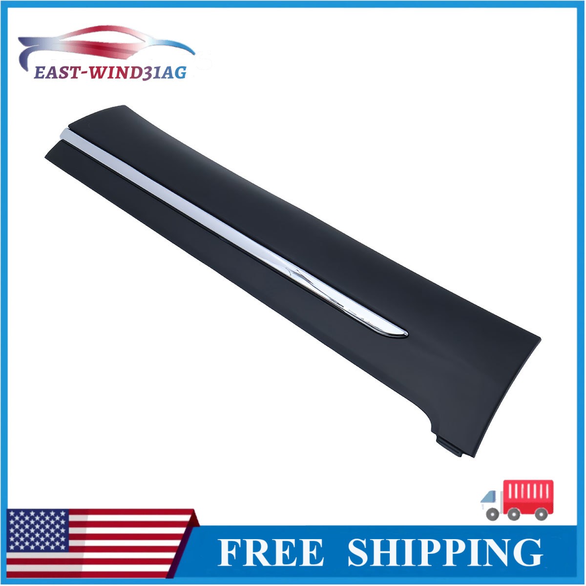 Rear Lower Door Molding Trim W/Chrome Fits 2019-2022 Honda Pilot Passenger Side