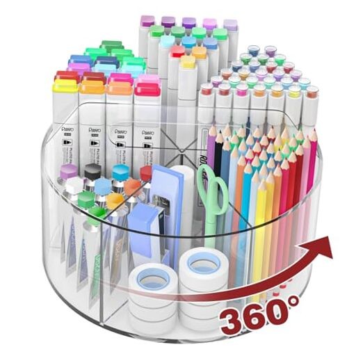 Acrylic Pen Holder Pencil Organizer, 360 Large - Single - Clear - With Handle