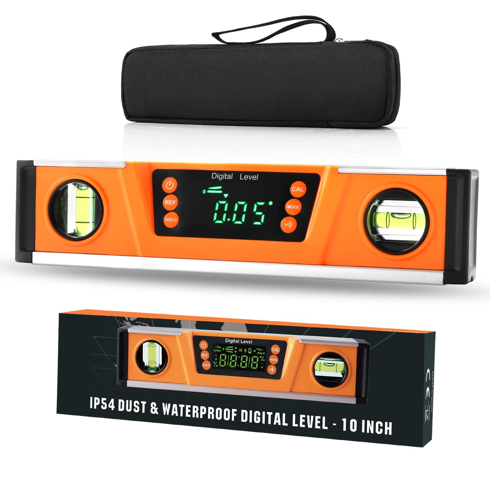 10-Inch Digital Torpedo Level and Protractor | Neodymium Magnets | Bright LED...