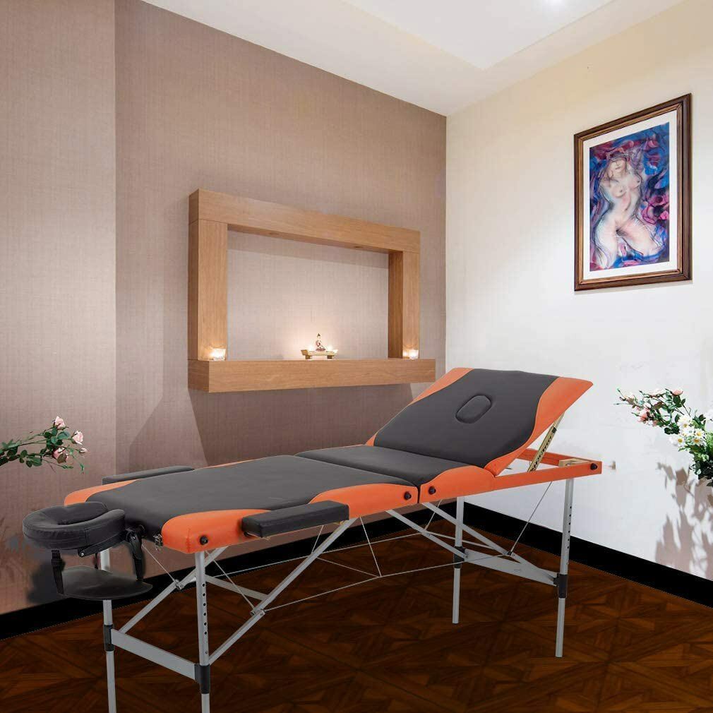 84" Massage Table 3 Fold  Fold Massage Bed Beauty SPA Bed Aluminum Facial Tattoo