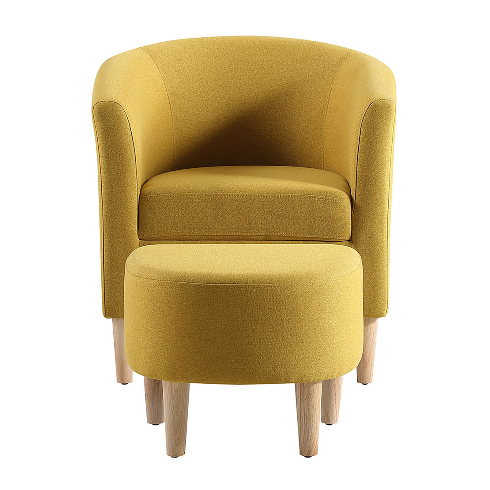 Yellow Accent Chair w/ Ottoman Set Modern Lounge Arm Chair Living Room Chair