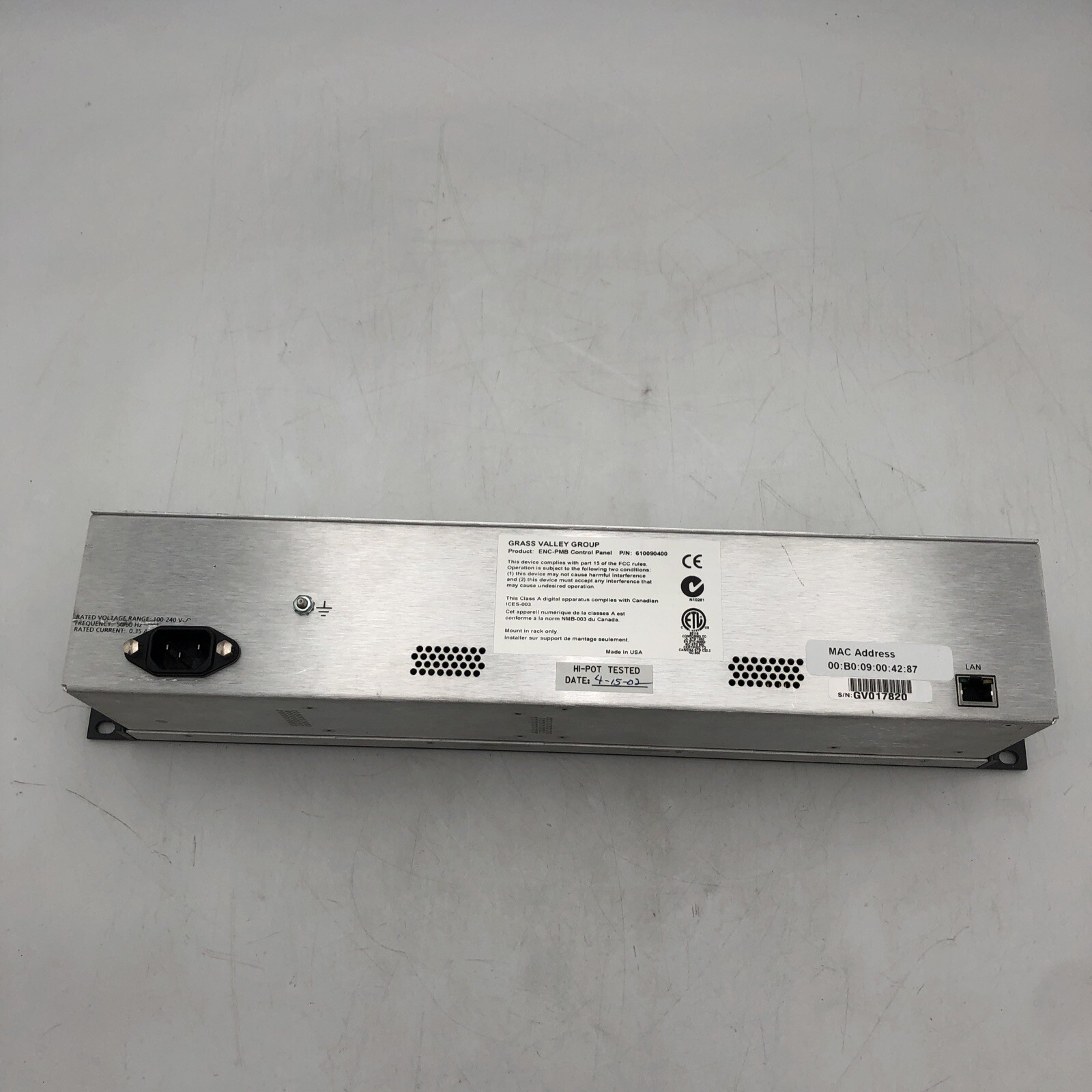 USED Grass Valley Encore/Prelude PMB Control Panel POWER TESTED READ E