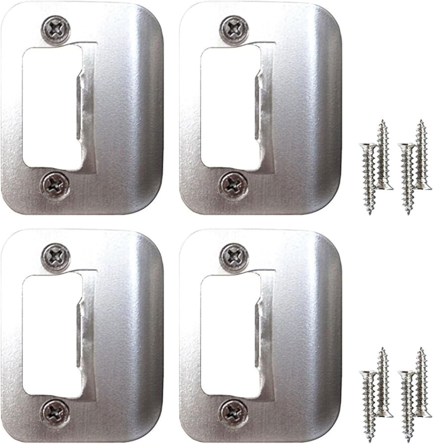 Gator Satin Nickel Door Strike Plate 4-Pack - Universal Latch Restorer Solution