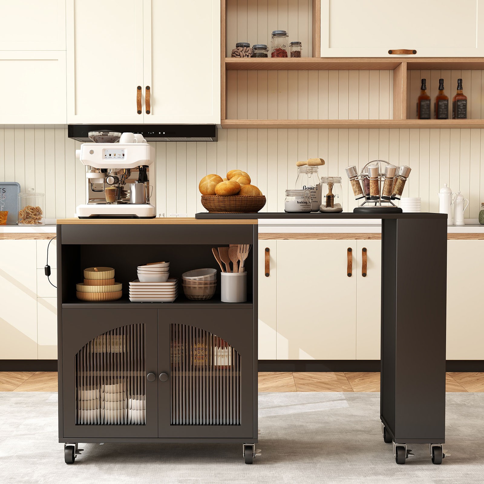 Modern Kitchen Island With Storage Rolling Cart