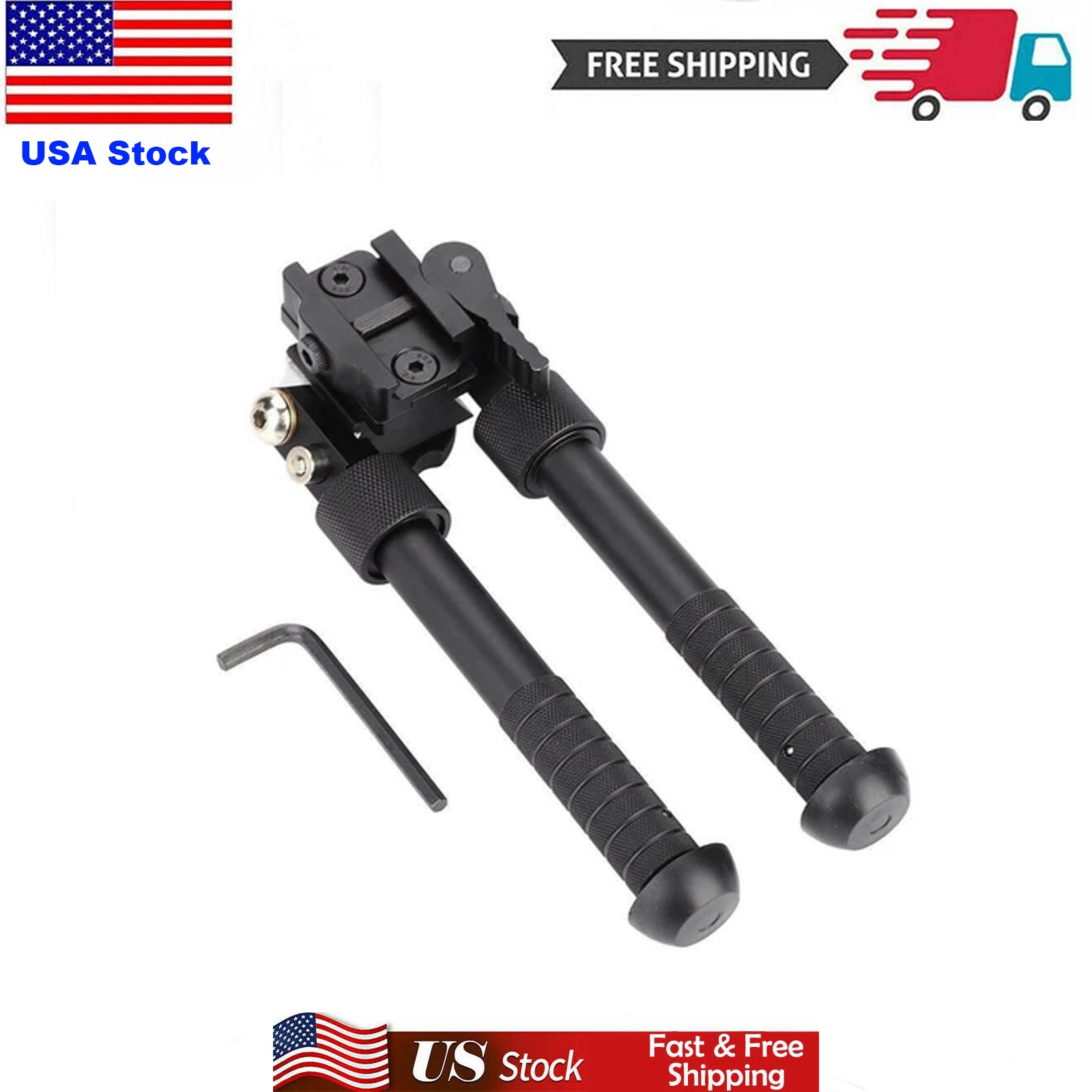 USA Stock V8 Aluminum Bipod 6.5-9" Quick Detach 360° Rotate Rifle