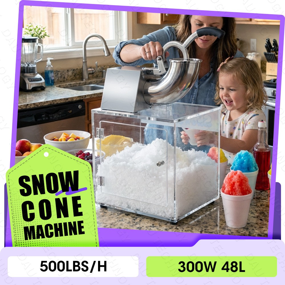 Commercial Shaved Ice Machine for Gatherings, 500LB/H Electric Snow Cone Machine