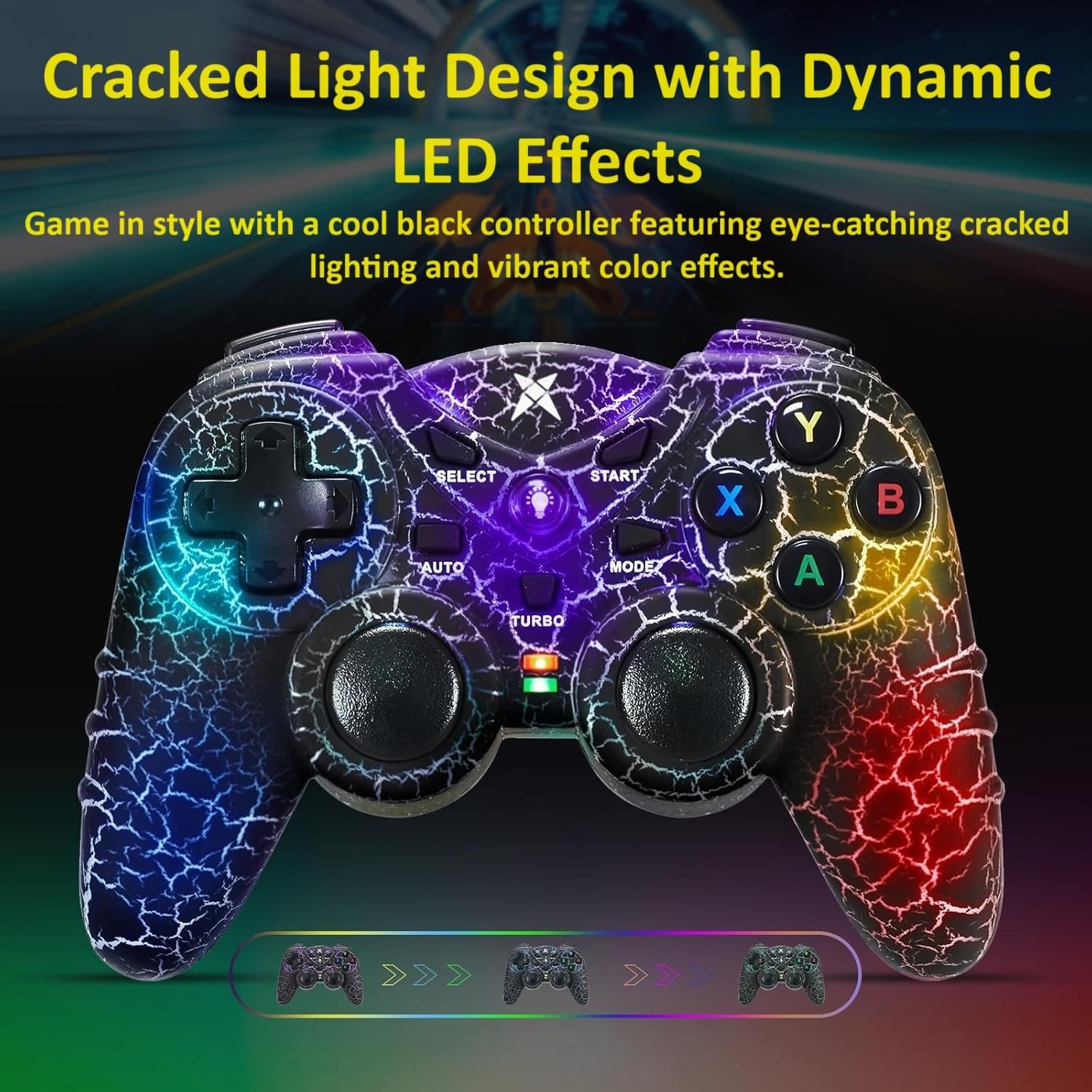 2.4GHz RF Wireless Gaming Controller LED Vibration for PC/PS3