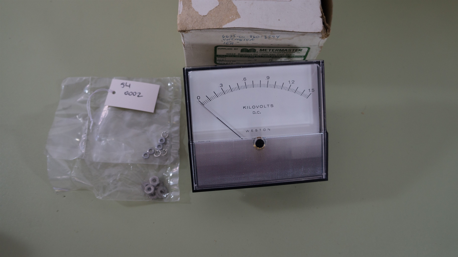 Weston Model 204 Voltmeter , 0-1.5 kV DC , 4" x 4.5"x1-7/8" deep , New OS