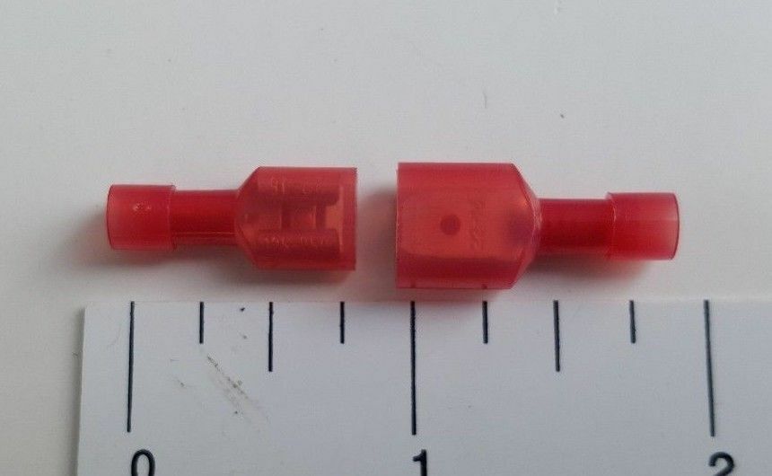 100 PCS. MALE AND FEMALE FULLY INSULATED TERMINAL, RED, 22-18 GAUGE
