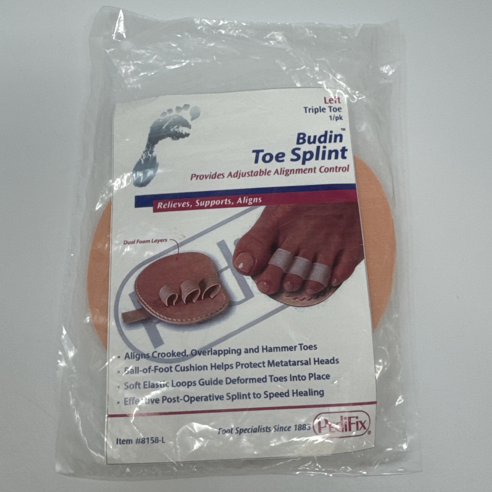 PediFix Budin Splint Triple / Three Hammer Toe Corrector Straightener 8158 New !