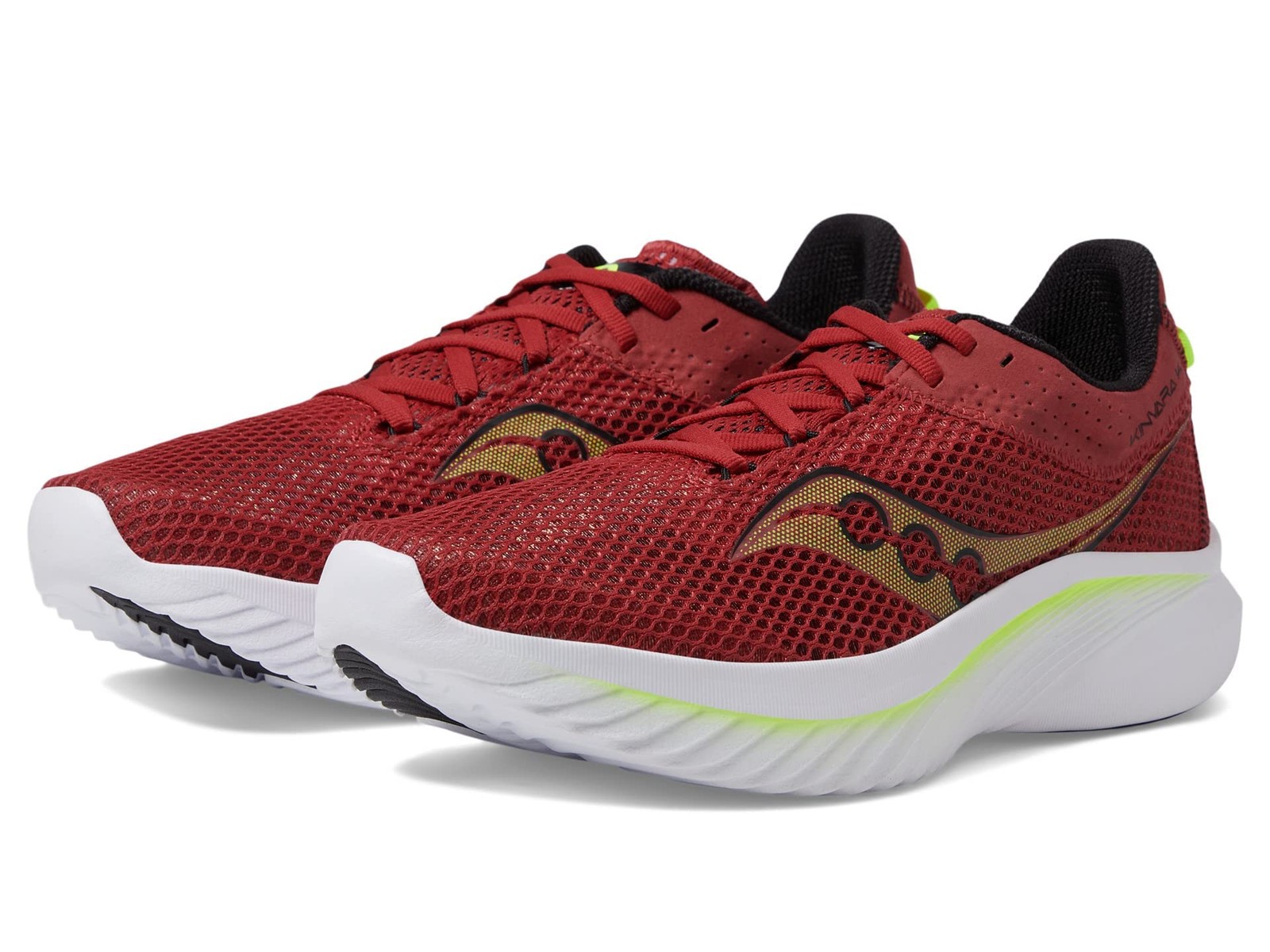 Saucony Men's Kinvara 14, White / Poppy Red / Yellow Size 11