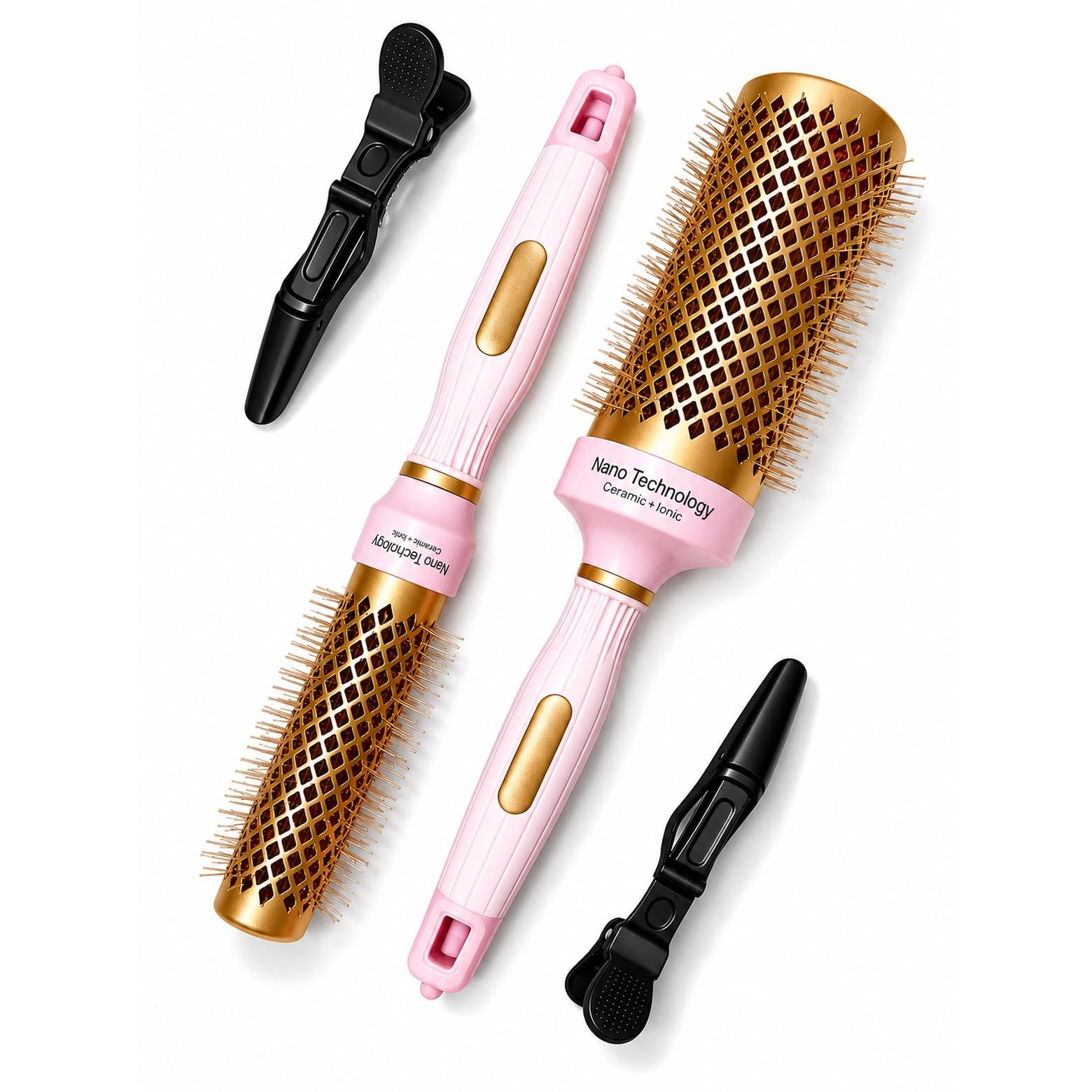 Yiwskj 2Pcs Round Brush Set For Blow Drying Ceramic Ionic Hair Brush Set