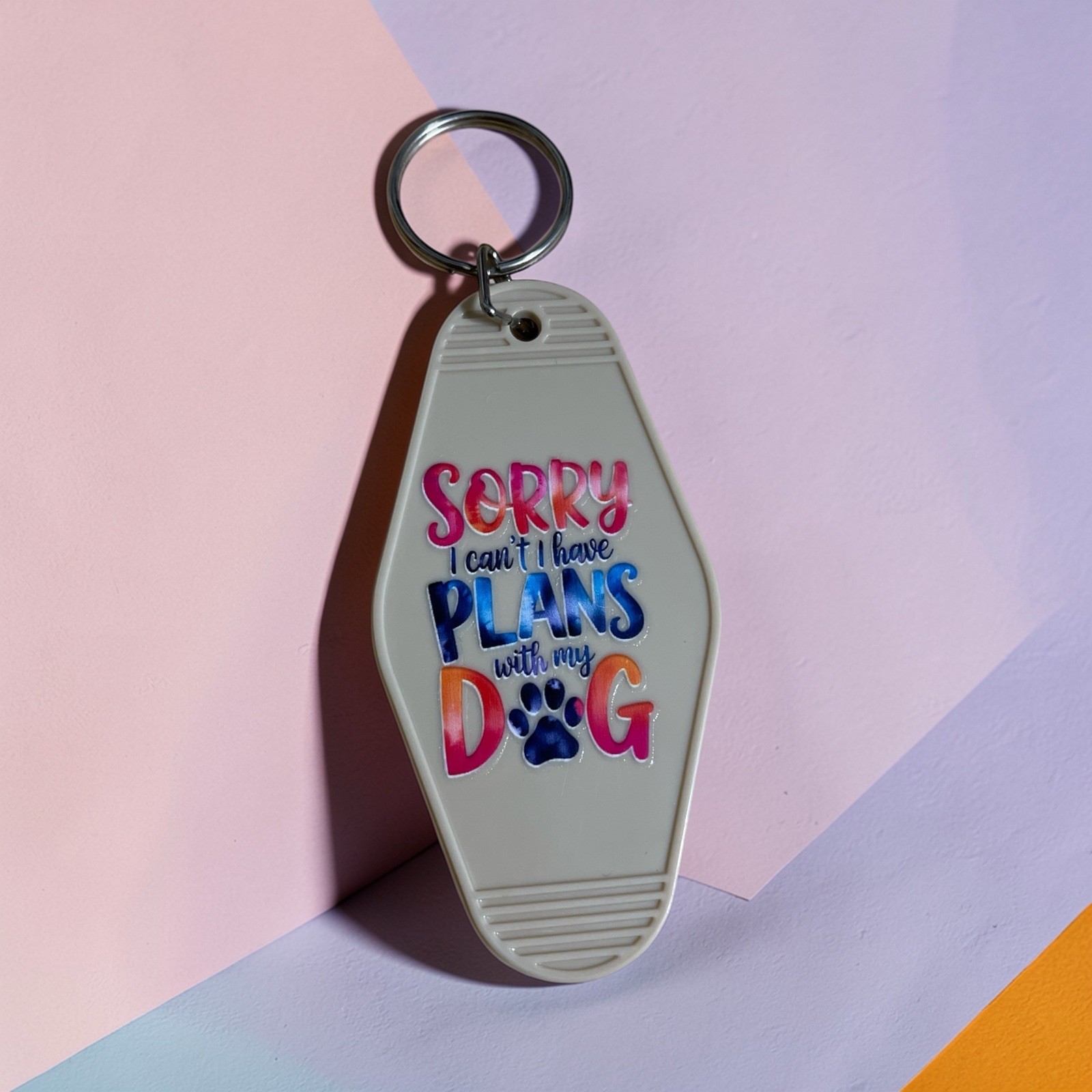 Funny Dog Lover Motel Keychain “Sorry I Can’t I Have Plans With My Dog” Gift