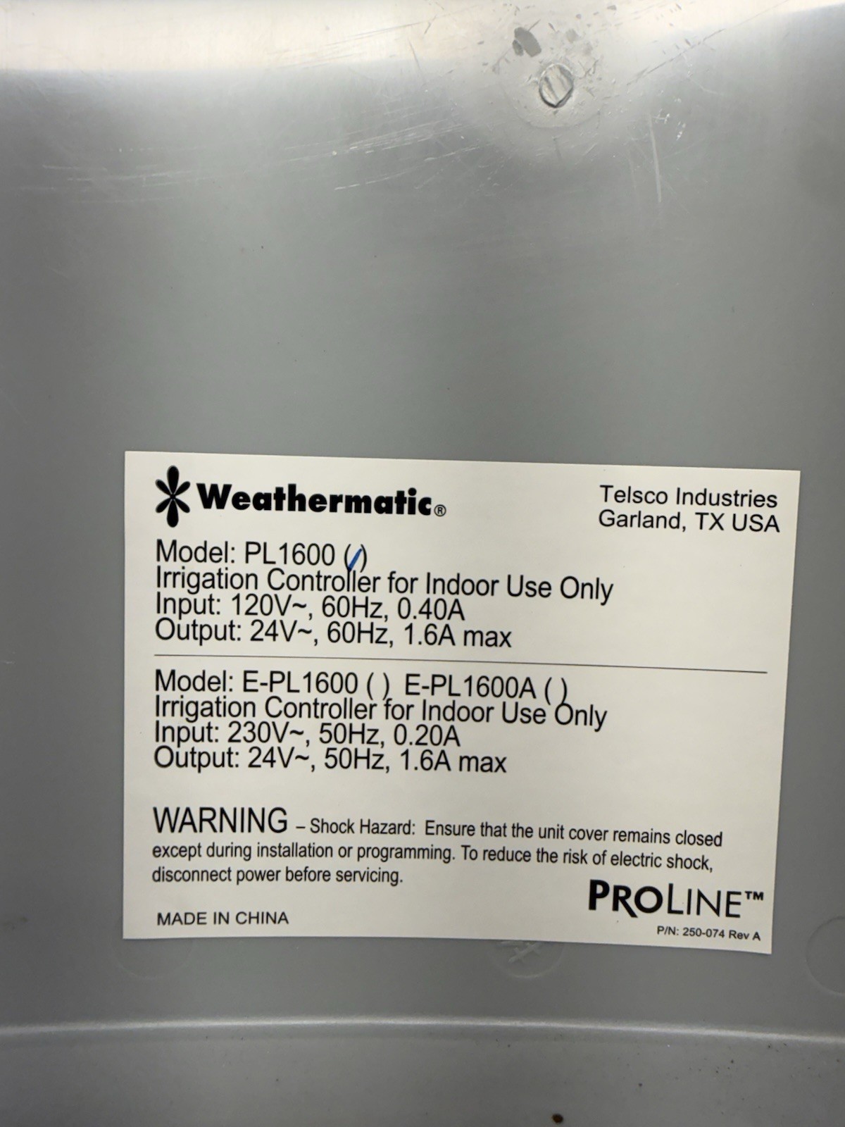 Weathermatic ProLine PL1600 Irrigation Controller W/Two 12 Zone Modules 24 Zones