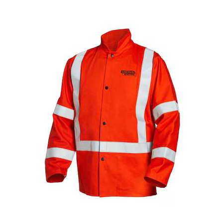 Lincoln Electric K4692-L Welding Jacket, Cotton, 9 Oz, Button Closure, Orange, L