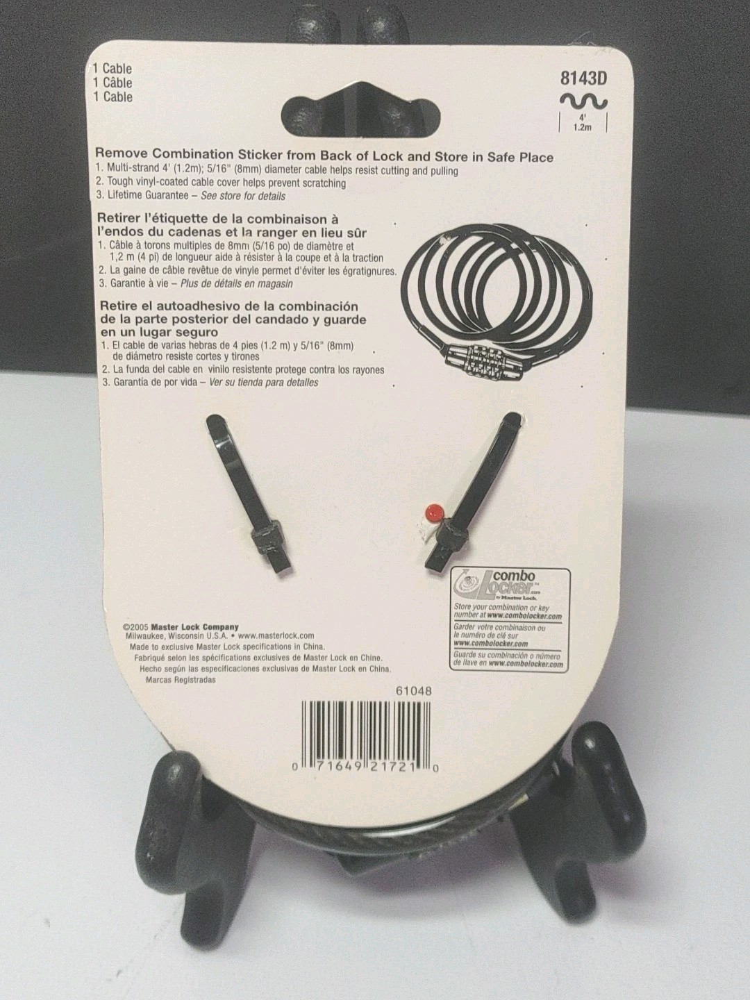 "Master Lock" 8143D *4ft 1.2m Preset Combination Cable Lock-Keyless Convenience