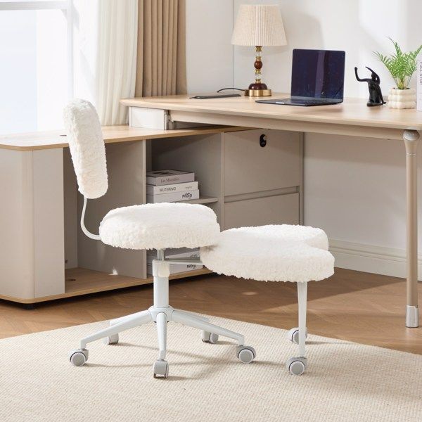 Artificial rabbit hair Meditation Chair Plus, Cross Legged Chair with Wheels,