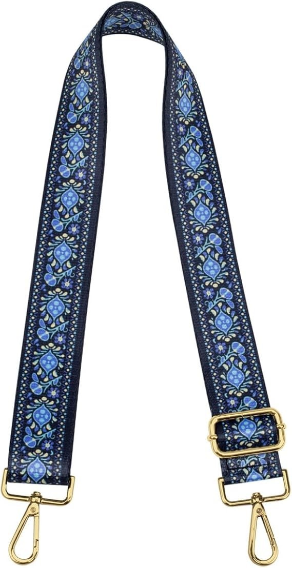 Crossbody Strap Replacement Adjustable Guitar Style Multicolor 09-flower Blue