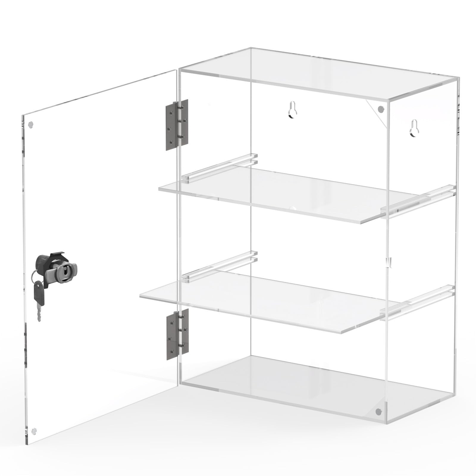 Acrylic Display Case with Lock Key Removable 3 Tier Clear Countertop Display ...