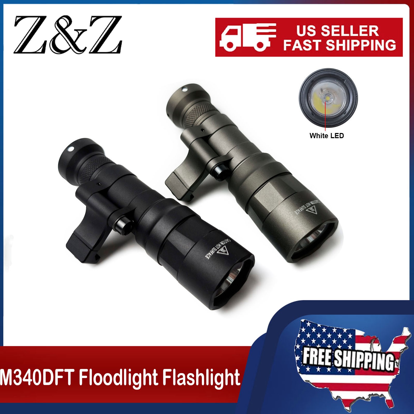 Tactica M340 Light LED White M340DFT Flashlight For Picatinny Offset Flip Mount
