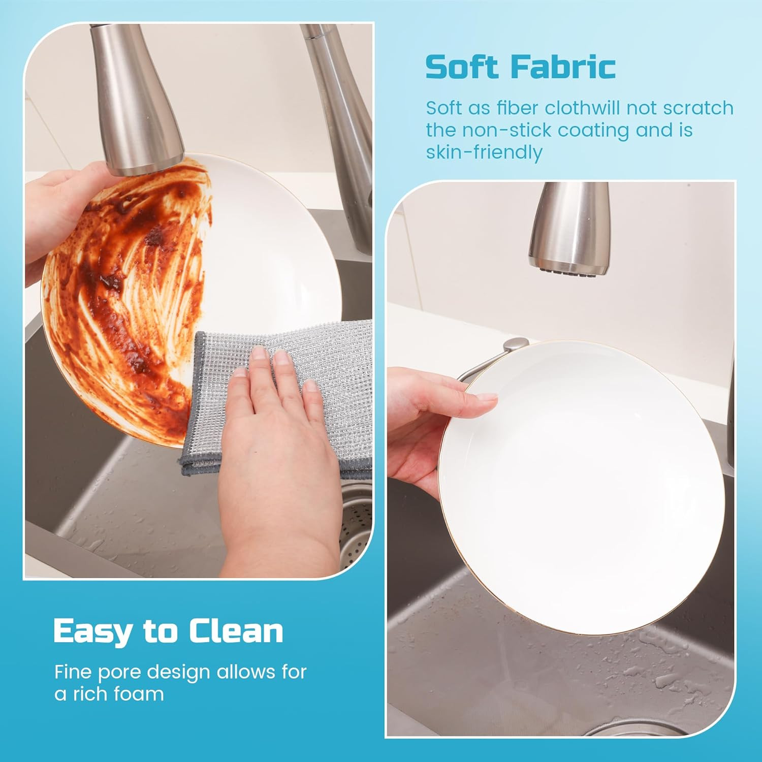 Non Scratch Wire Dishcloth,New Upgrade 3-Layer,12Pcs,7.08"X8.86" | Multipurpose