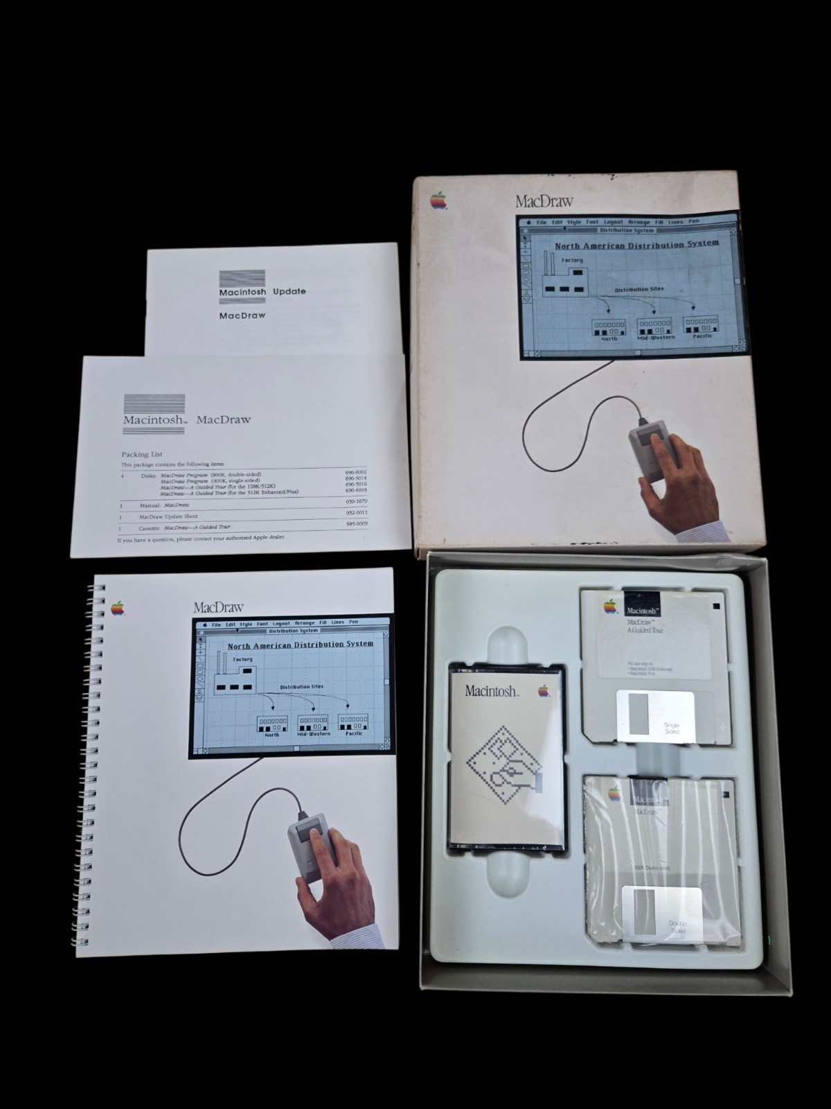 Vintage Apple MacDraw Complete Set CIB Sealed Cassette software 512K Macintosh