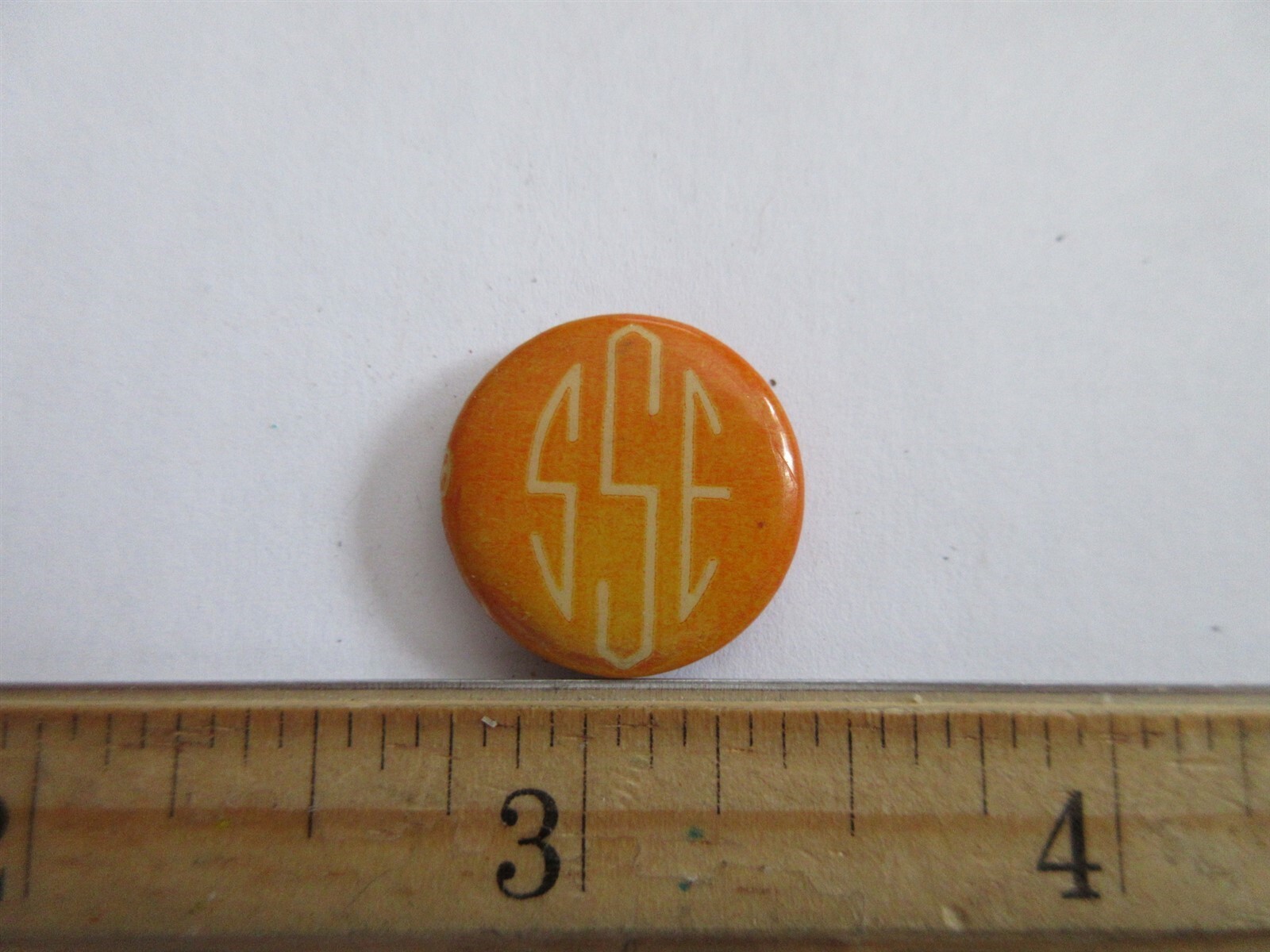 vintage SSE monogram pin pinback .75"